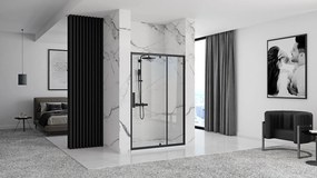 Jednokrídlové sprchové dvere REA RAPID SWING 120 cm pre inštaláciu do niky, čierne/transparent - bez vaničky