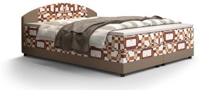 Manželská posteľ  Boxspring 140 cm Orlando (vzor + svetlohnedá) (s matracom a úložným priestorom). Akcia -20%. Vlastná spoľahlivá doprava až k Vám domov. 1047275