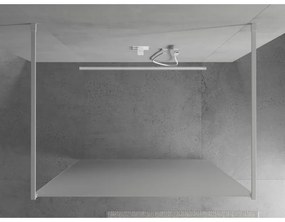 Mexen Kioto, priechodná sprchová zástena 110 x 200 cm, 8mm sklo námraza, 2x biela stabilizačná rozpera, 800-110-002-20-30