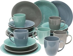 Jedálenský servis (24 dielov) Jive, šedá/modrá/mentolová