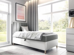 Kontinentálna posteľ Junior Kamire 1, Strana: ľavá, Rozmer postele: 100x200, Dostupné poťahy: ekokoža Soft 017 (biela) + Fresh 14