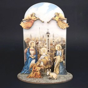 AMADEA Drevený skladací betlehem 3D 19 cm