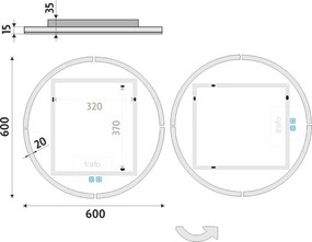Nimco Okrúhle LED zrkadlo pr. 600 s dvoma dotykovými senzormi - ZP 24000RVX
