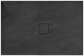 Rea Black Stone, sprchová vanička z minerálneho kameňa 120x90x3,5 cm + sifón, čierna, REA-K9603