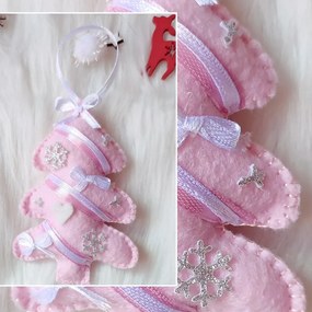 Ručne šité vianočné ozdoby - Stromčeky