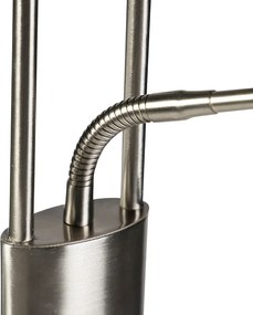 Stojaca lampa z ocele s ramenom na čítanie vrátane LED a USB portu - Sevilla