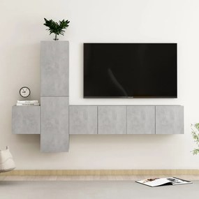5-dielna súprava TV skriniek betónovo-sivá drevotrieska