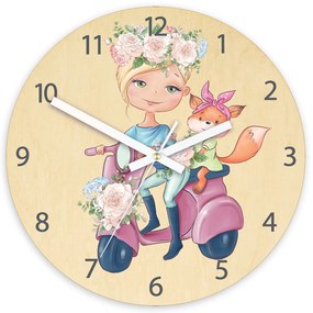 Detské nástenné hodiny Ami Motorka 30 cm viacfarebné