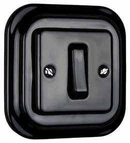 Elhard Štvorcový keramický vypínač s kolískou č.1, čierny - kompletný KV5301B