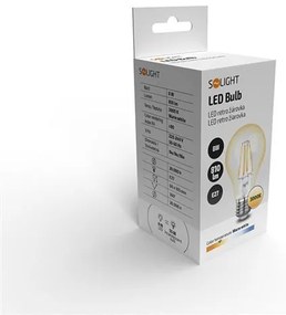 SOLIGHT LED žiarovka retro, klasický tvar A60 8W, E27, 3000K, 360 °, 810lm