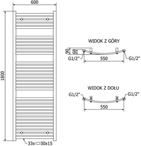 Mexen Helios, elektrické vykurovacie teleso 1800 x 600 mm, 900 W, čierna, W103-1800-600-2900-70