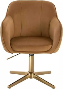 LuxuryForm DESIGN Stolička AVOLA VELUR na zlatom kríži - medová