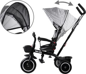 Detská trojkolka Tiny Bike 3 v 1 so strieškou, otočná SP0650 sivá