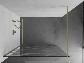 Mexen Kioto, sprchová zástena Walk-In 80 x 200 cm, 8mm číre sklo biely vzor, zlatý matný profil, 800-080-101-55-97
