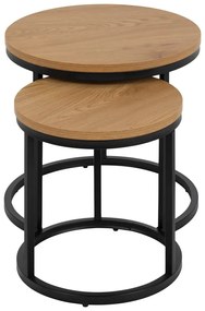 Okrúhle odkladacie stolíky s doskou v dubovom dekore v súprave 2 ks ø 45 cm Spiro – Actona