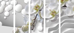 5-dielny obraz orchidea na abstraktnom pozadí - 100x50