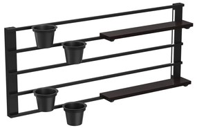Nástenná polica s kvetináčmi a LED osvetlením SHELF 50x118 cm čierna/borovica