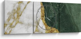 Obraz - Zelený mramor N⁰3 (s hodinami) (90x30 cm)