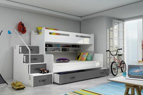 Poschodová posteľ MAX 3 rozšírená 200x120 biela - grafitová