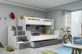 Poschodová posteľ MAX 3 rozšírená 200x120 biela - grafitová