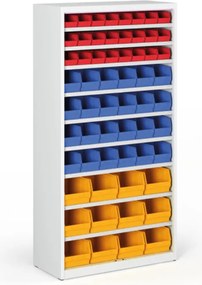 Regál s plastovými boxmi BASIC so zadnou stenou - 1800 x 400 x 920 mm, 24xA,24xB,12xC