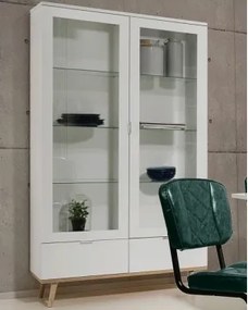 Vysoká vitrína Göteborg, biela / dub sonoma%