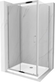 Mexen Apia, sprchový kút s posuvnými dverami 90 (dvere) x 80 (stena) cm, 6mm číre sklo, chrómový profil + slim sprchová vanička 5cm, 840-090-080-01-00-4010