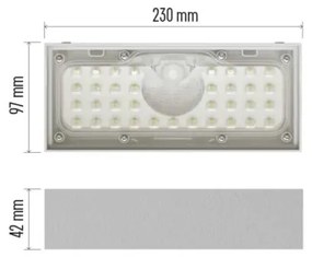 LED Solárny reflektor so senzorom pohybu LED/3,7V 3000mAh 4000K IP65 biela