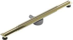 Mexen Flat nerezový sprchový žľab s rotačným 360° sifónom 80 cm, vzor SLIM, zlatá, 1541080