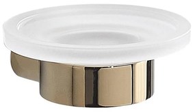 Gedy - Nástenná mydelnička PIRENEI, mliečne sklo/zlatá