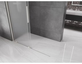 Mexen Velar, sprchová zástena s posuvnými dverami Walk-in 130 x 200 cm, 8mm sklo námraza, brúsená oceľ, 871-130-000-33-97