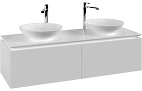 VILLEROY &amp; BOCH Legato závesná skrinka pod dve umývadlá na dosku, 2 zásuvky, 1400 x 500 x 380 mm, White Matt, B59100MS