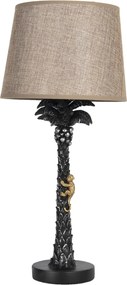 Čierna stolová lampa Palma s hnedým tienidlom - Ø 25 * 5 cm E27 / max 1 * 60W
