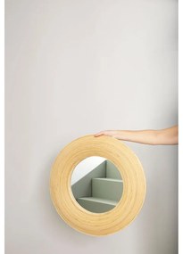 Nástenné zrkadlo s bambusovým rámom ø 60 cm Blush – Hübsch
