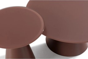 Hnedé okrúhle konferenčné stolíky v súprave 2 ks so sklenenou doskou ø 80 cm Vida – MOME