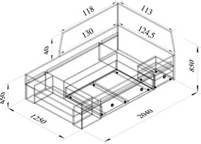 Úložná posteľ so zástenou Junior 120x200 cm, dub sonoma