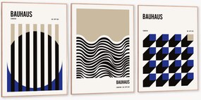 Nástenné dekorácie v rámoch Bauhaus, 3 ks