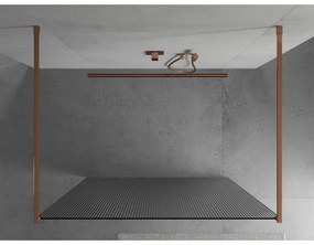 Mexen Kioto, sprchová zástena Walk-In 130 x 200 cm, 8mm sklo s rebrovým vzorom, ružové zlato profil, 800-130-002-60-09