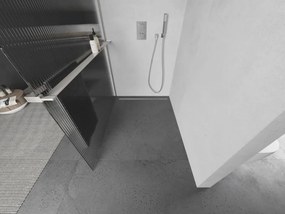 Mexen Kioto+, sprchová zástena Walk-In s poličkou a vešiakom 70 x 200 cm, 8mm sklo s rebrovým vzorom, brúsená oceľ profil, 800-070-121-97-09