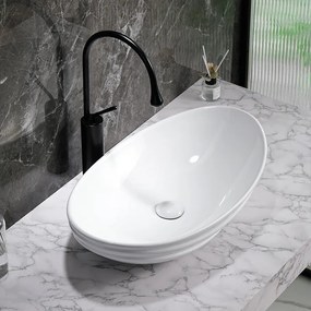 BPS-koupelny Keramické umývadlo na dosku HYD-LI-WH-LN-625 62x36 cm, biele lesk