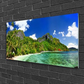 Obraz na skle Pláž hory príroda 120x60 cm