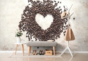 Fototapeta kávové zrná v tvare srdca