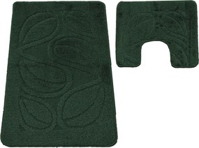 DY Kúpeľňová sada koberčekov s výrezom Flora - tmavozelená