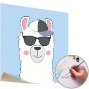 Maľovanie podľa čísel LAMA S OKULIARMI – nízka náročnosť 50x50