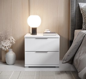 Nočný stolík s 2 zásuvkami Smilla, výška 43 cm, biely