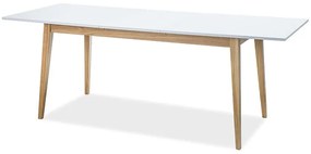 Rozkladací jedálenský stôl 120-165 cm Carrie (biela matná + dub) (pre 4 až 6 osôb). Vlastná spoľahlivá doprava až k Vám domov. 1050042