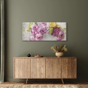 Obraz - Kvety na stene v pastelových farbách (120x50 cm)
