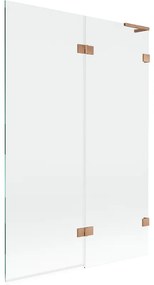 Mexen Lunar L, 2-krídlová vaňová zástena pravá 120 x 150 cm, číre sklo, medená matná, 897L-120-100-65-00-P