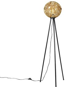 Stojaca lampa v štýle Art Deco trojnožka zlatá - Maro