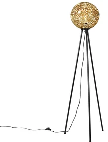 Stojaca lampa v štýle Art Deco trojnožka zlatá - Maro